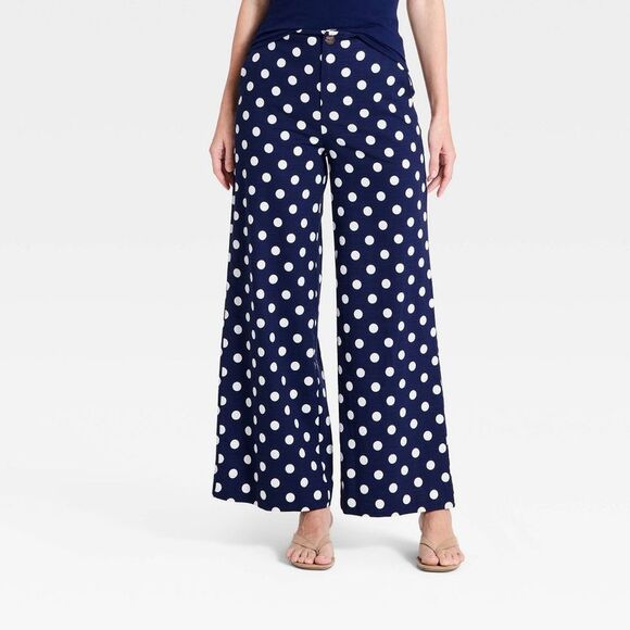 A New Day Pants - A New Day - Women's Luxe Linen Trousers - A New Day Navy Blue  Navy Blue